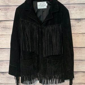 LARIAT Leathers LIKE NEW black fringe leather jacket women’s size 12 large/XL